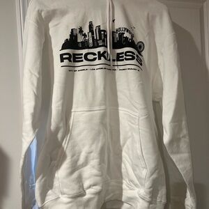 RECKLESS White Graphic Hoodie Men’s Medium Brand New